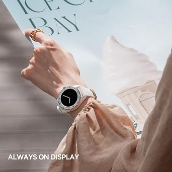 KAVVO Oyster Mini 38mm Bluetooth Smartwatch for Women, 1.1'' Delicate AMOLED Always-On Display, Rotating Bezel, Fitness Tracker with Female Health, Heart Rate Blood Oxygen Monitor(Ceramic White)