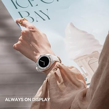 KAVVO Oyster Mini 38 mm Kadınlar için Bluetooth Akıllı Saat, 1,1 inç Hassas AMOLED Her Zaman Açık Ekran, Dönen Çerçeve, Kadın Sağlığı ile Fitness İzleyici, Kalp Hızı Kan Oksijen Monitörü (Seramik
