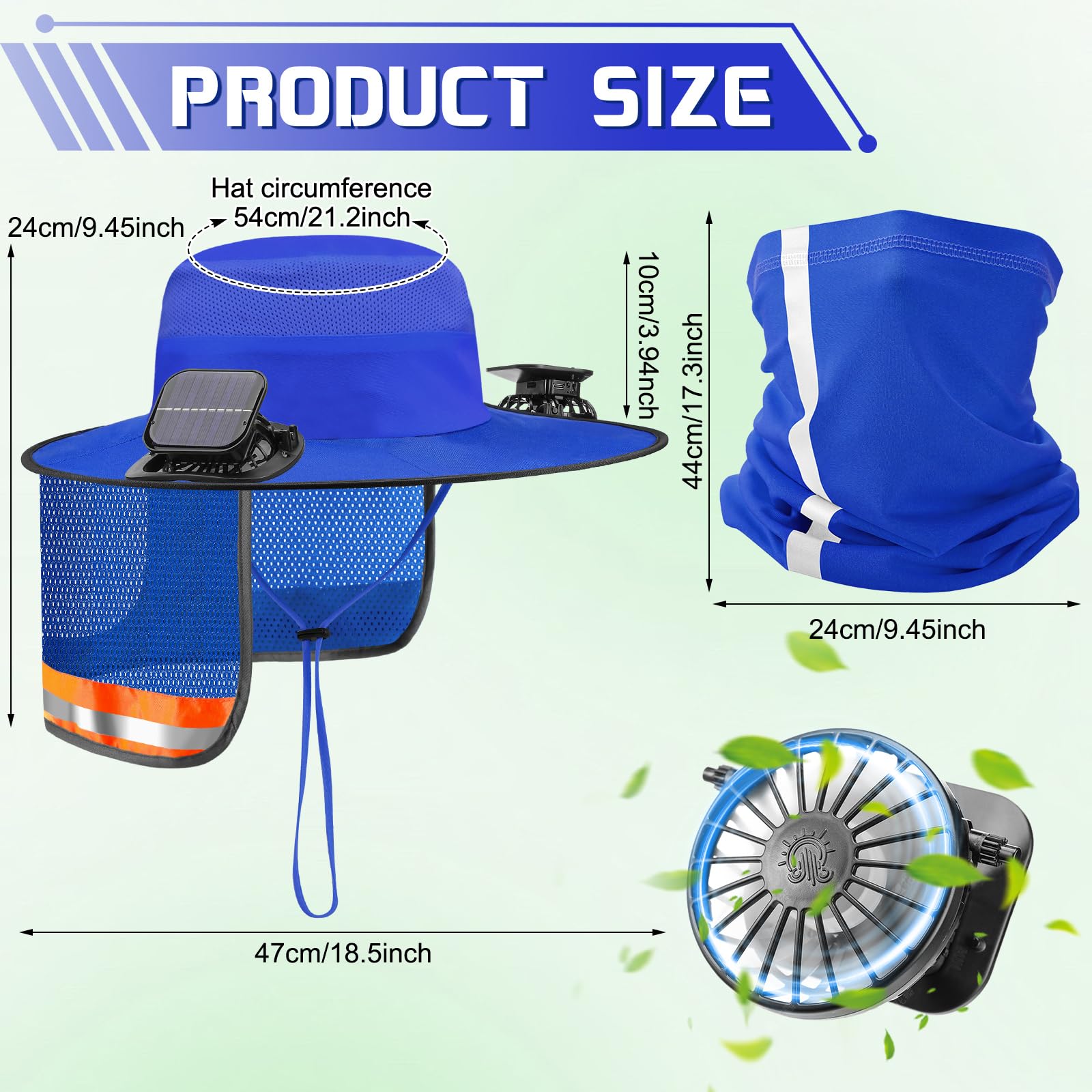 Sombrero de abanico solar para hombres y mujeres, sombrero de pesca de ala ancha con doble potencia, cubierta de cuello de seda de hielo, diseño reflectante