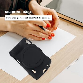 G7X Mark III Camera Case,Soft Silicone Protective Case Ultra-Thin Lightweight Cover for Canon PowerShot G7X Mark III Camera with Lens Cover (Black)