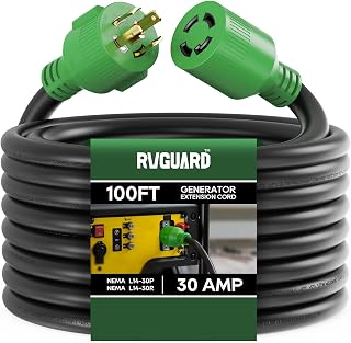 RVGUARD - 4 Prong Generator Extension Cord, 30 Amp, 100 Feet, NEMA L14-30P/L14-30R, 125/250V up to 7500W 10 Gauge SJTW wit... Price In India