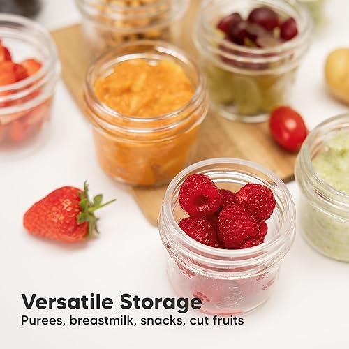 Miniatura 8 de KeaBabies Paquete de 6 recipientes de vidrio para alimentos para bebés, 4 onzas, a prueba de fugas, para microondas, tarros de vidrio para alimentos