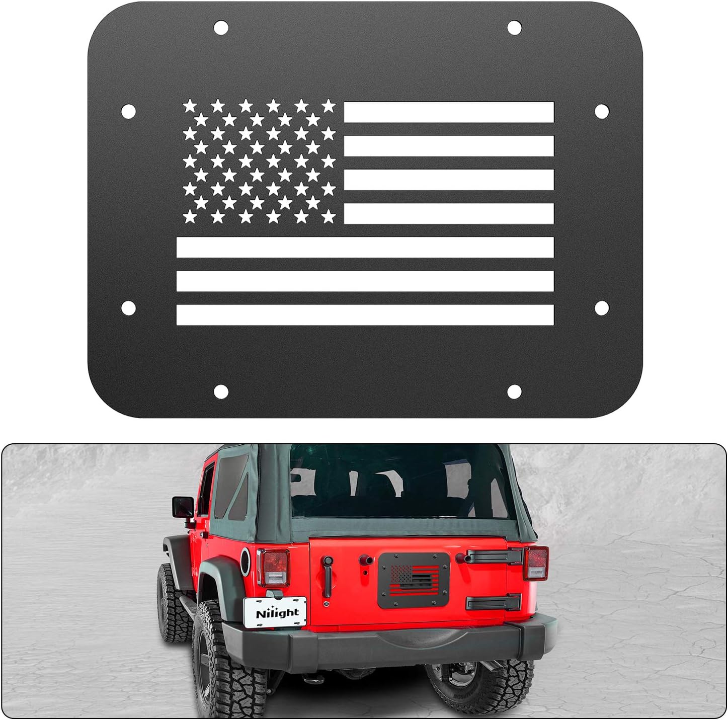 Nilight Spare Tire Carrier Delete Filler Plate Tailgate Vent-Plate Cover Exterior Accessories for 2007-2017 Wrangler JK & Unlimited