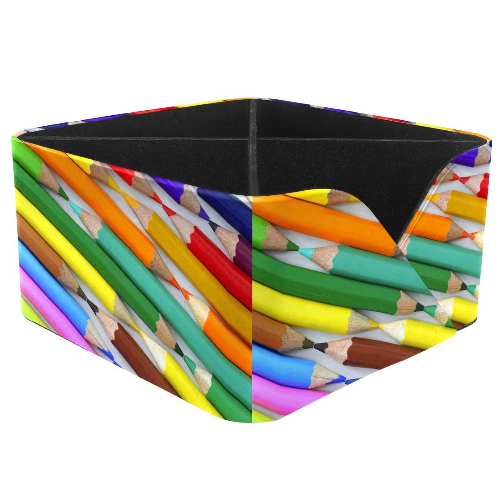 KengjuTesu Rainbow Crayon Desktop Organizer Pen Holder, Rectangular Pencil Cup for Office, Study and Makeup Stations