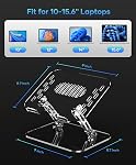 2 Support pour ordinateur portable en acrylique réglable, support pour ordinateur portatif pliable, Lpoake Support pour ordinateur portable ergonomique, compatible avec 10 à 15.6 Ordinateurs portables (transparents)