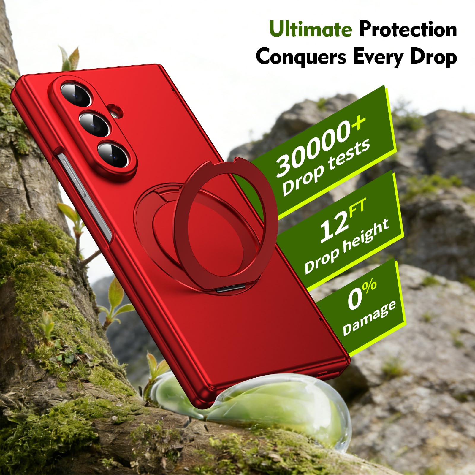 Coque Béquille Compatible avec Samsung Galaxy Z Fold 8 Ultra, Rouge