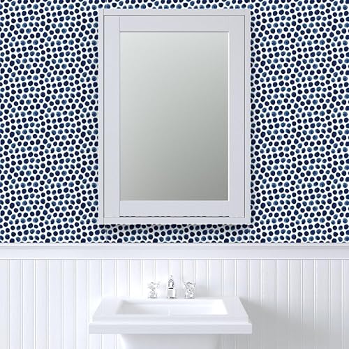 Miniatura 9 de Spoonflower Peel& Stick Wallpaper 9ft x 2ft - Watercolor Polka Dots Indigo Blue Circles Boho Nursery Abstract Kitchen Custom Removable Wallpaper