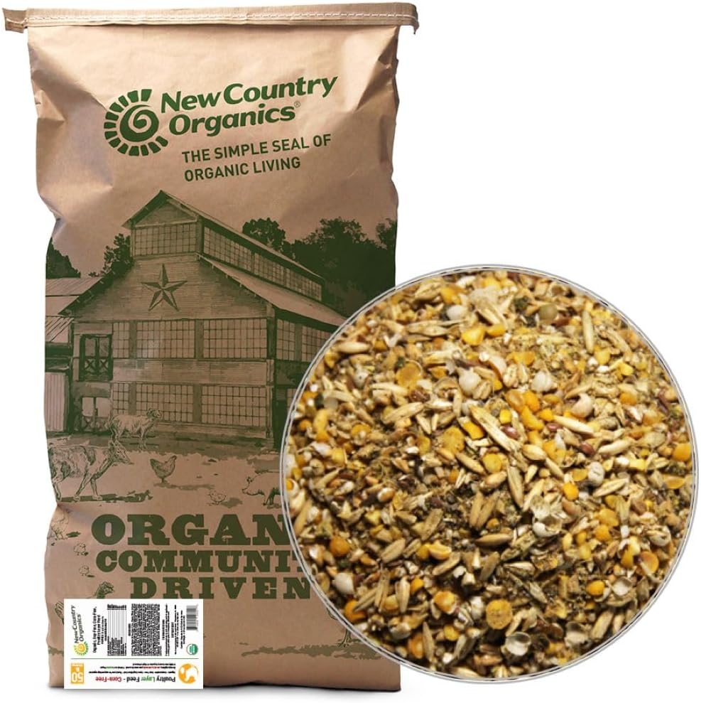 New Country Organics | Corn-Free Classic Layer Chicken Feed for Laying Hens | Corn-Free and Soy-Free | 17% Protein | Certified Organic and Non-GMO Chicken Food | 50lbs Bag