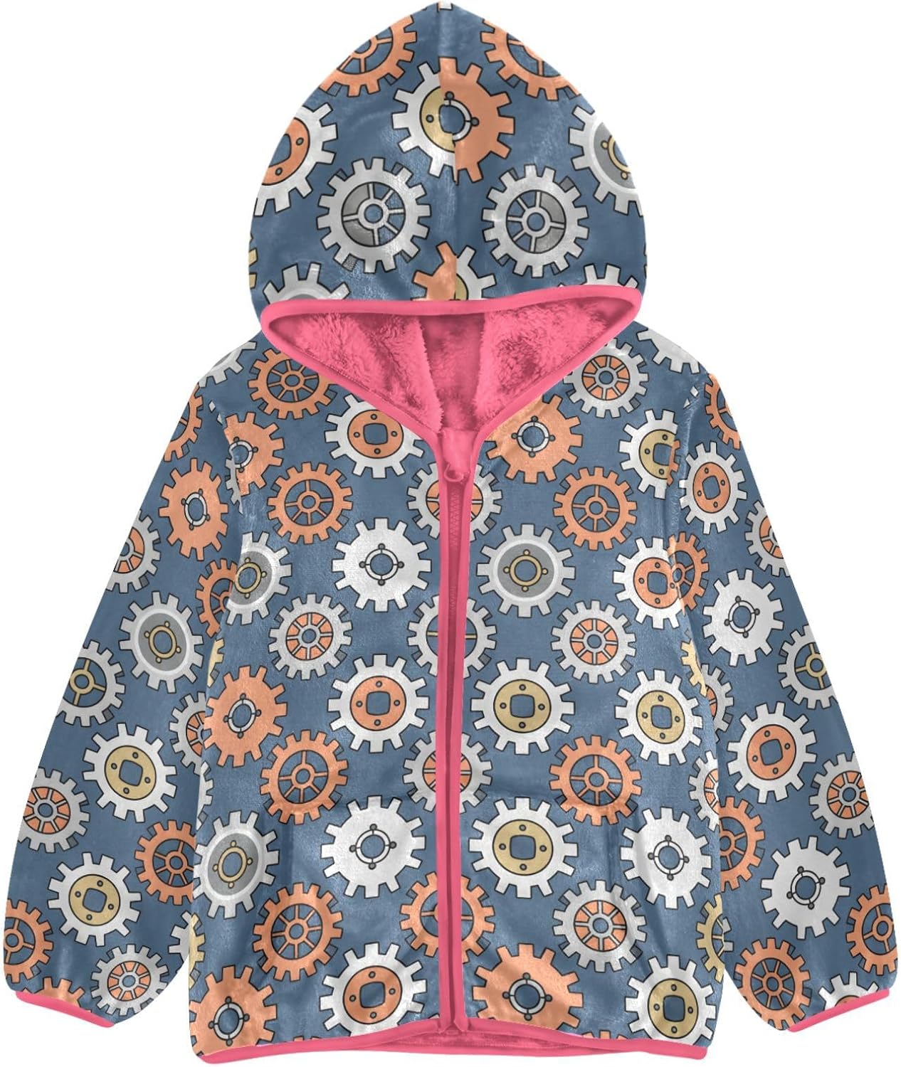 Girls Hoodie Outfit Gear Pattern Zipper Sweatshirt Coat Fleece Jacket for Kids 3-10T