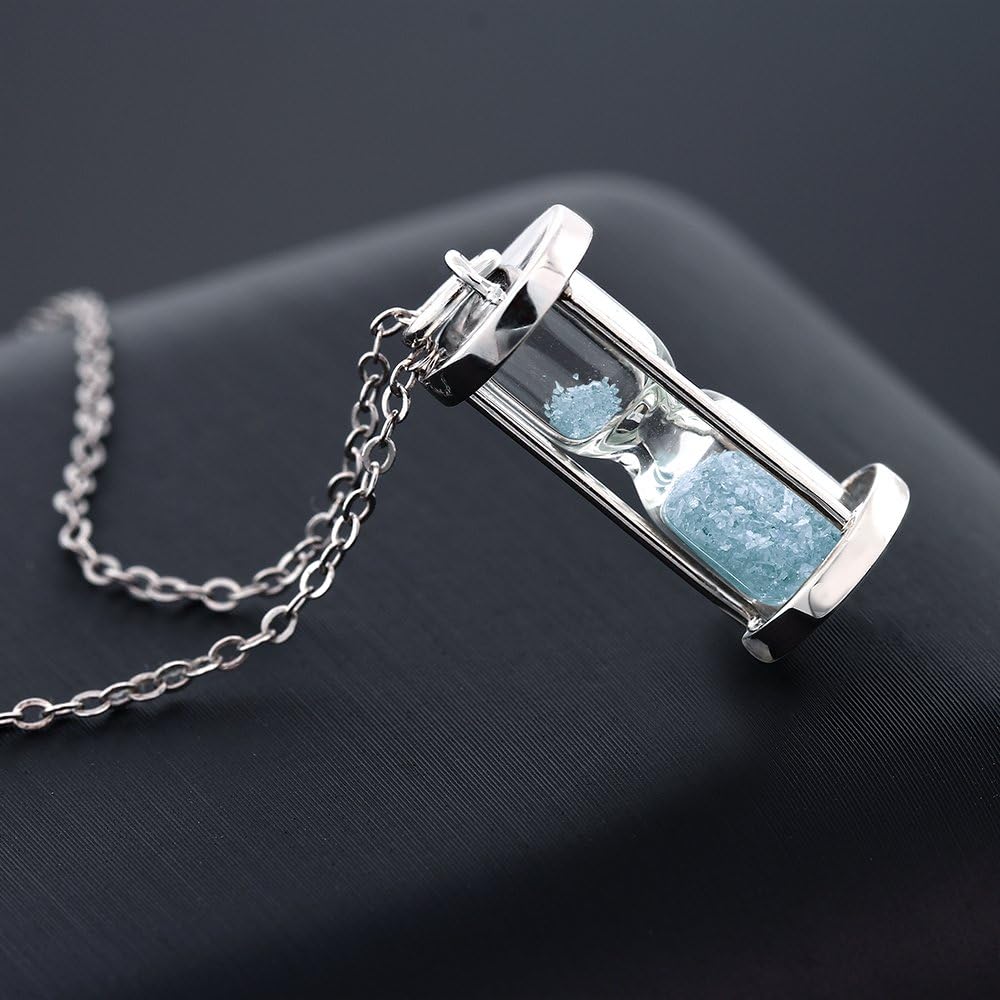 Gem Stone King 3/4 Cttw Diamond and Gemstone Birthstone Dust Hourglass Pendant Necklace For Women In 925 Sterling Silver | With 18 Inch Silver Chain