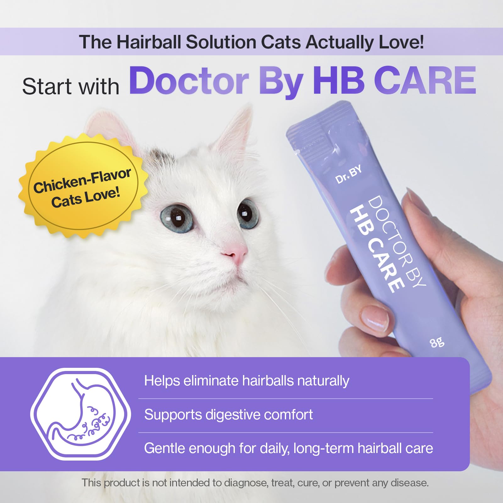 Doctor By HB Care Cat Hairball Supplement-Hairball Treatment for Cats Furball Control Relief Remedy & Digestive Support with Omega-3, Chitosan lickable Formula Individuallly Packaged (1Pack, 30 Count) - image 3