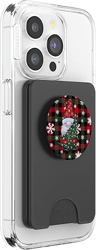 Miniatura 10 de Gnomos de Navidad rojo y negro búfalo tartán a cuadros PopSockets estándar PopGrip