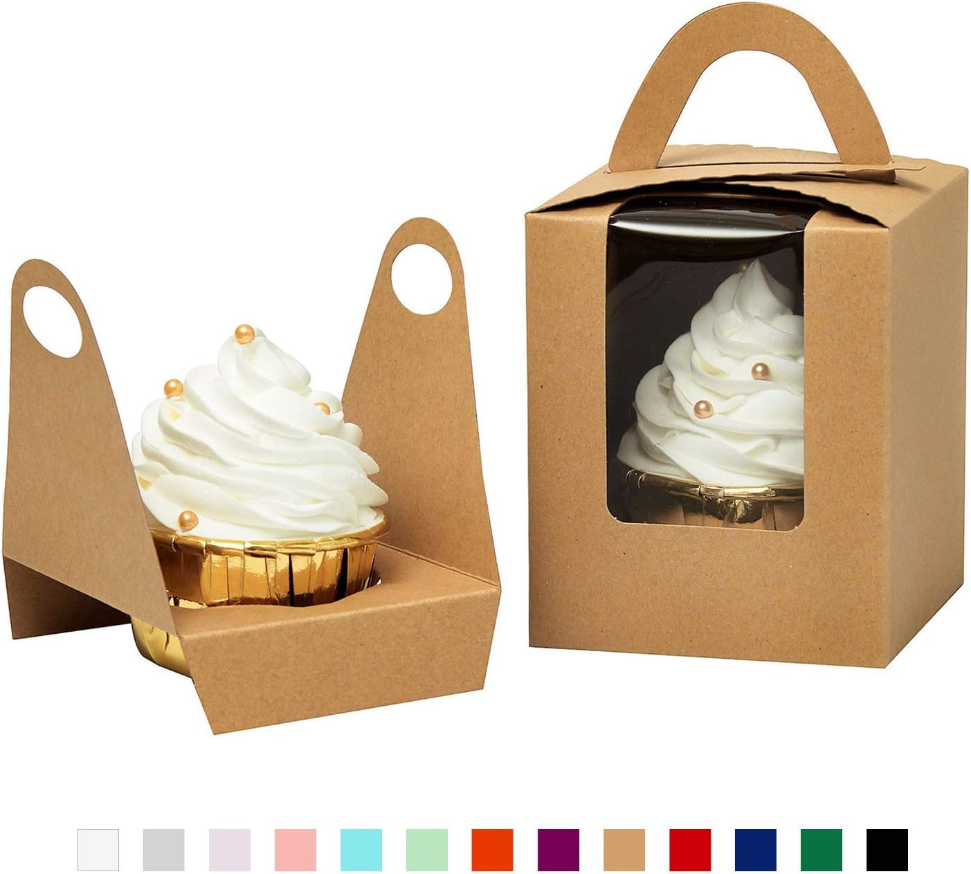 Rustic Brown Kraft Paper Single Cupcake Holder 25 Count Pop-up For Party Favors (Classic Series)