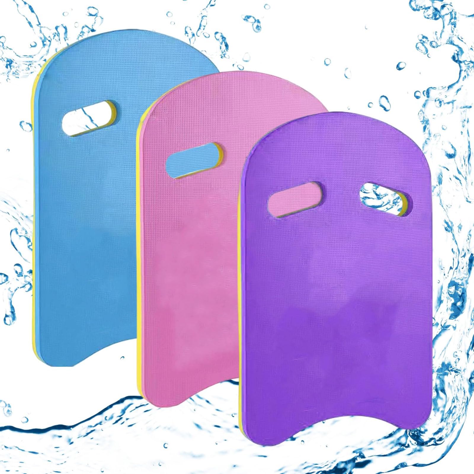 Juego de 3 Tabla de Natación para Adultos Placa Flotante de Natación de Alta Flotabilidad con Asas Tabla de flotabilidad de Espuma EVA en Forma de U para el Entrenamiento y Aprendizaje de la Natación