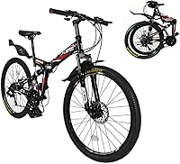 Vista 2 de Xspec Bicicleta de montaña plegable de 26 pulgadas y 21 velocidades para adultos