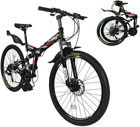 Xspec 26 21 Speed Folding Mountain Bike Bicycle Trail Commuter for Adults