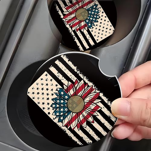 Miniatura 3 de Posavasos de automóvil para portavasos de automóvil, bonitos accesorios de automóvil para interior de mujer, 2 posavasos para automóvil, tapete de