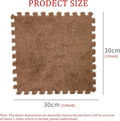 Miniatura 6 de 10 tapetes de espuma de felpa, azulejos cuadrados entrelazados con borde, tapete de juego esponjoso de rompecabezas suave, alfombras de área de