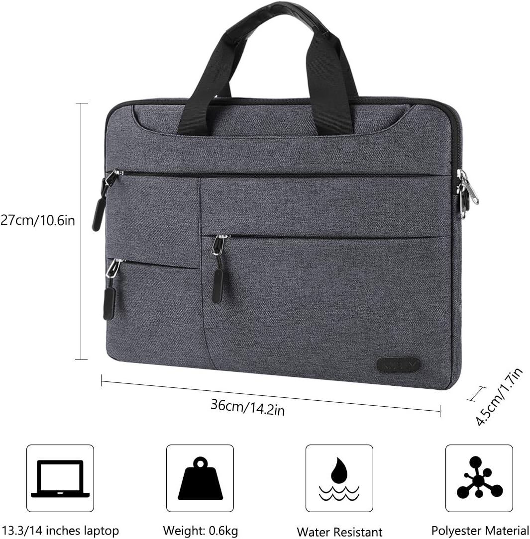 NUBILY Laptop Bag for Men 13.3/14 inch Computer Sleeve Carrying Surface Laptop Case Water Repellent Briefcase Work Business Messenger Shoulder Bag Tablet Handle Case, Notebook Dark Grey