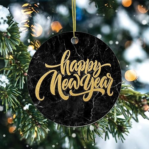 Miniatura 10 de Cheyan Funny Happy New Year Christmas Porcelain Ornament Home Decorations Christmas Pendants Natural Marble Christmas Tree Hanging Ornament