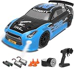 RACENT 1/14 RC Drift Car, 2.4Ghz 4WD Remote Control Car 15MPH High Speed RC Car with LED Lights Two Batteries Drifting & Racing Tires