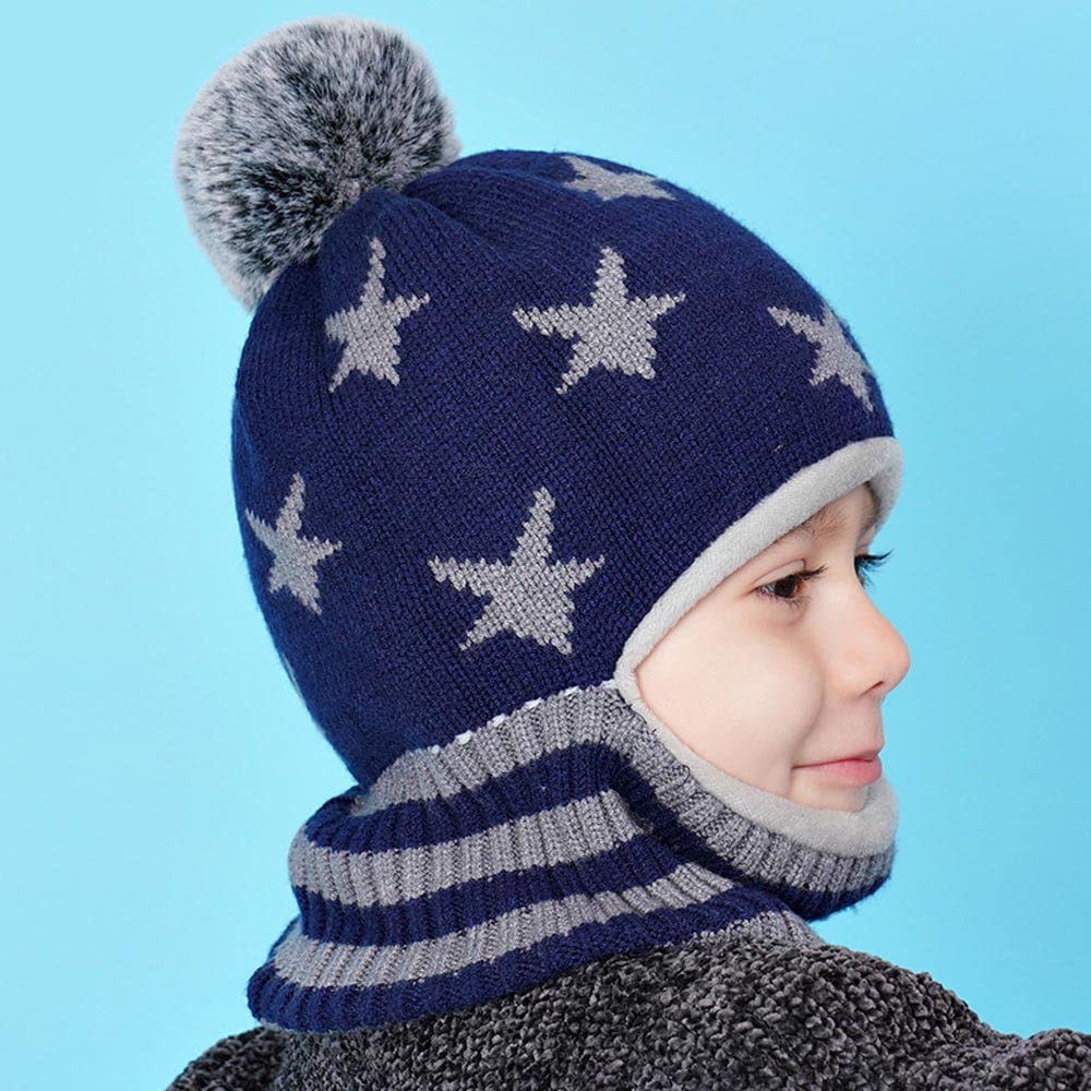 Kinder Schlupfmütze Schalmützen Sturmhaube Balaclava für Kinder ab 4 Jahre Fleece Wollmütze Strickmütze Wintermütze Jungen