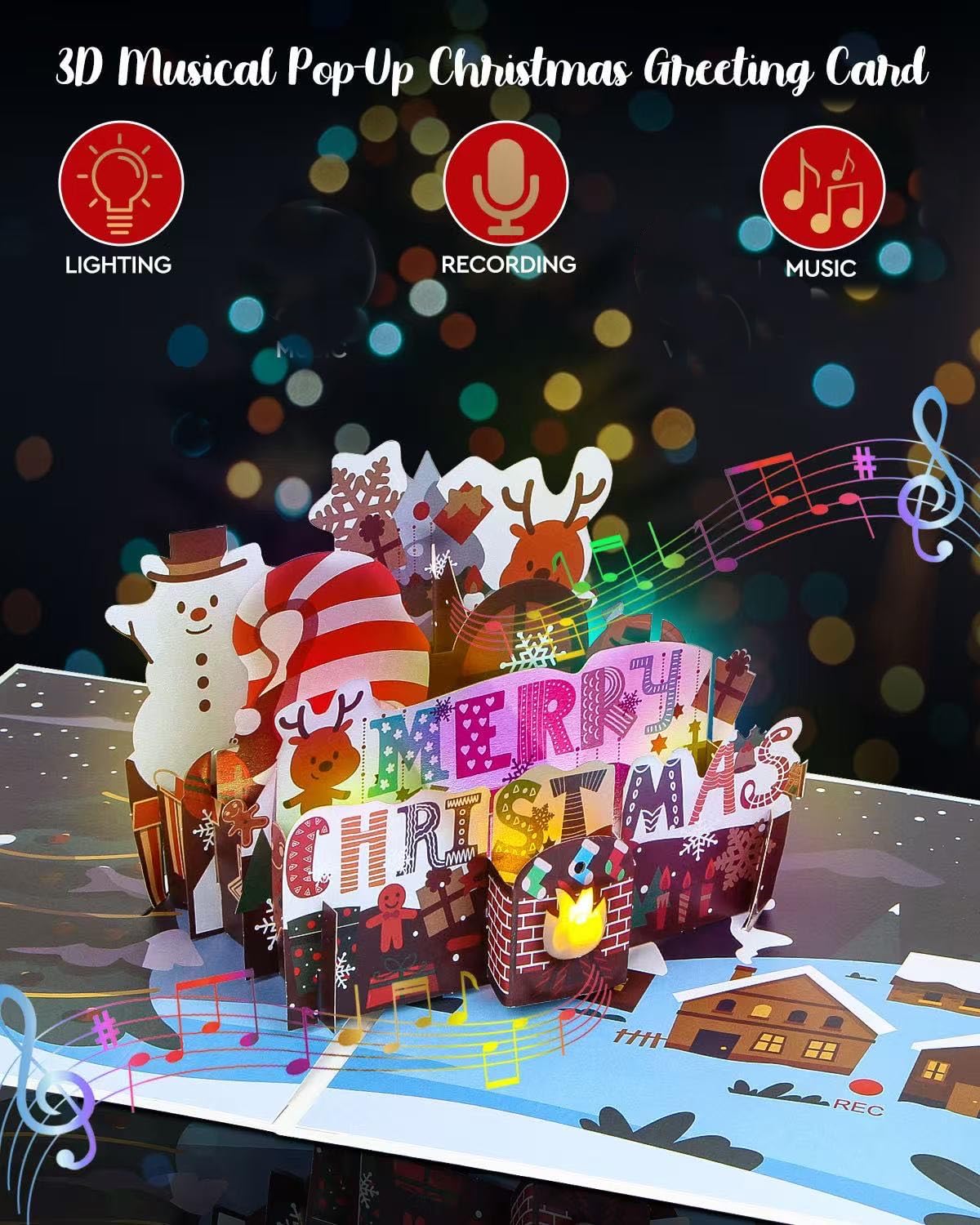Biglietto di auguri pop-up con albero di Natale e luci LED