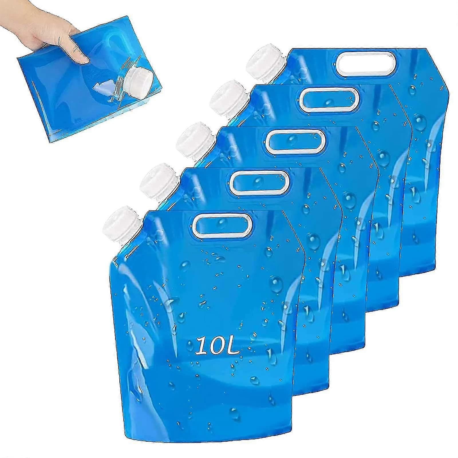 JOYHAPPST 5 Pack 10l Collapsible Canister Portable Bag With Leak Lid Bpa Food Grade For Camping, Hiking, Emergencies And Home Stora