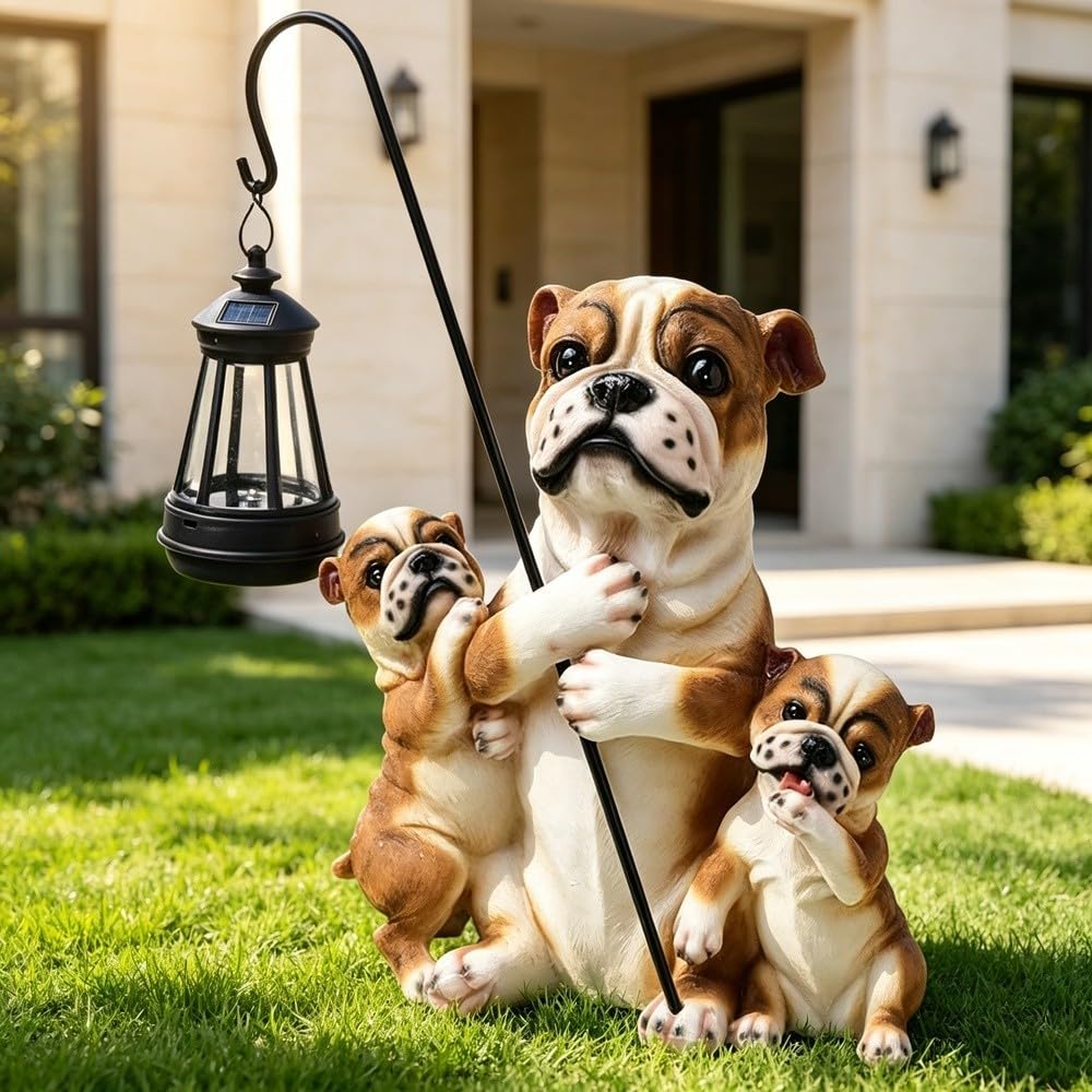 Luce solare della statua del cane per la decorazione del patio