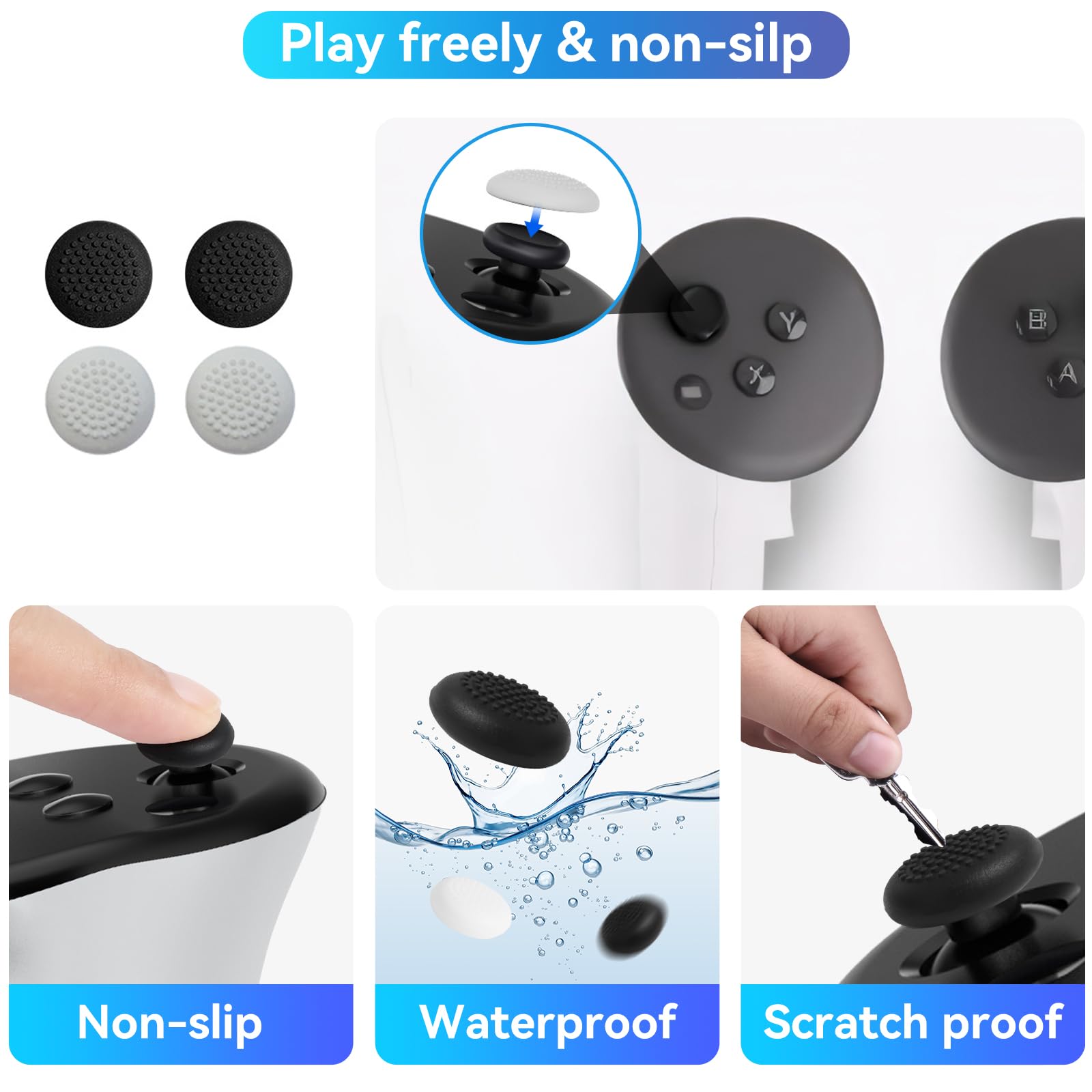 Schutzhülle Kompatibel mit Meta Quest 3, für Meta Quest 3 stoß- und kratzfeste Hülle hochtransparente Hülle mit 1 x Headset-Abdeckung 3 x Kameraobjektiv aus gehärtetem Glas 4 x Joystick-Kappen - 5