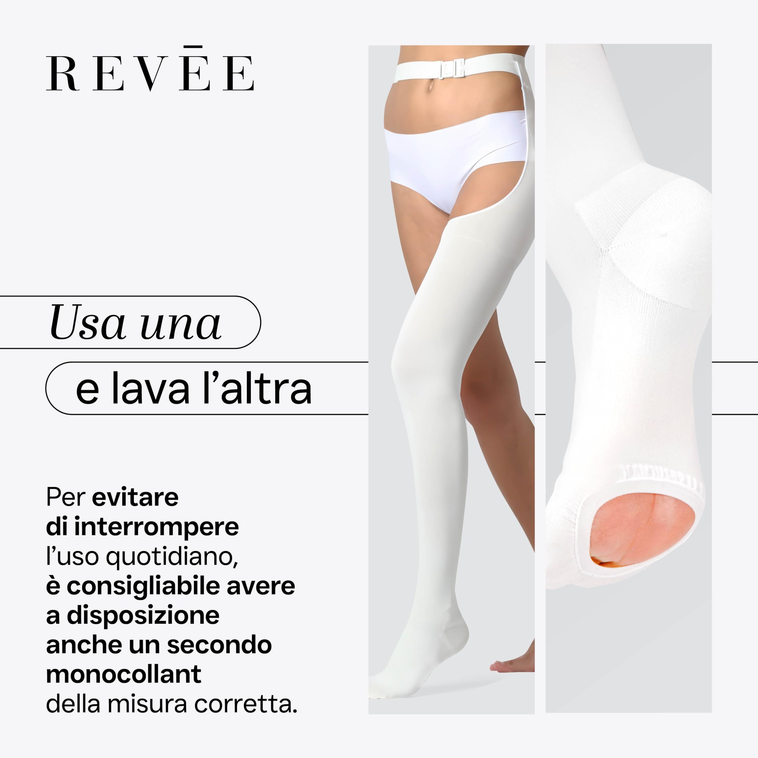 REVÉE Calze a Compressione Graduata Monocollant Unisex, Calze Antitrombo Post-Operatorie dalla coscia al piede, Elastiche e Compressive, Con Foro d’Ispezione