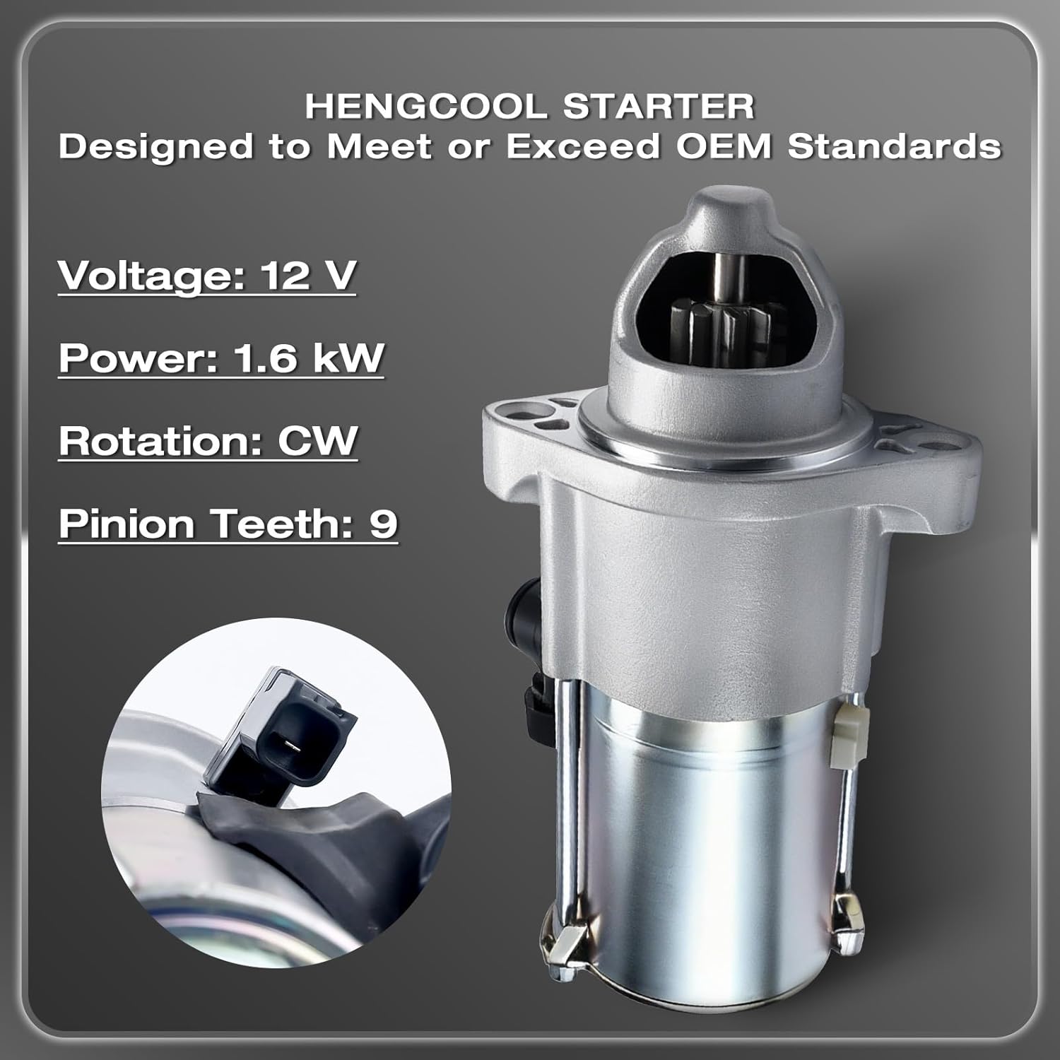 10914 Starter Motor Compatible with Honda 2.4L 2013-2016 Accord CR-V EX LX Sport Civic 2.0L 2017-2021 Replaces 10914N 31200-5A2-A51 31200-5A2-A52 1.6KW 9-Teeth