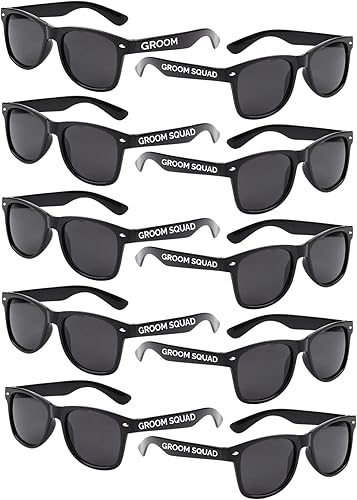 Juego de 10 gafas de sol de novio para padrinos de boda para novios, padrinos de boda, padrino de boda o despedida de soltero, Negro -