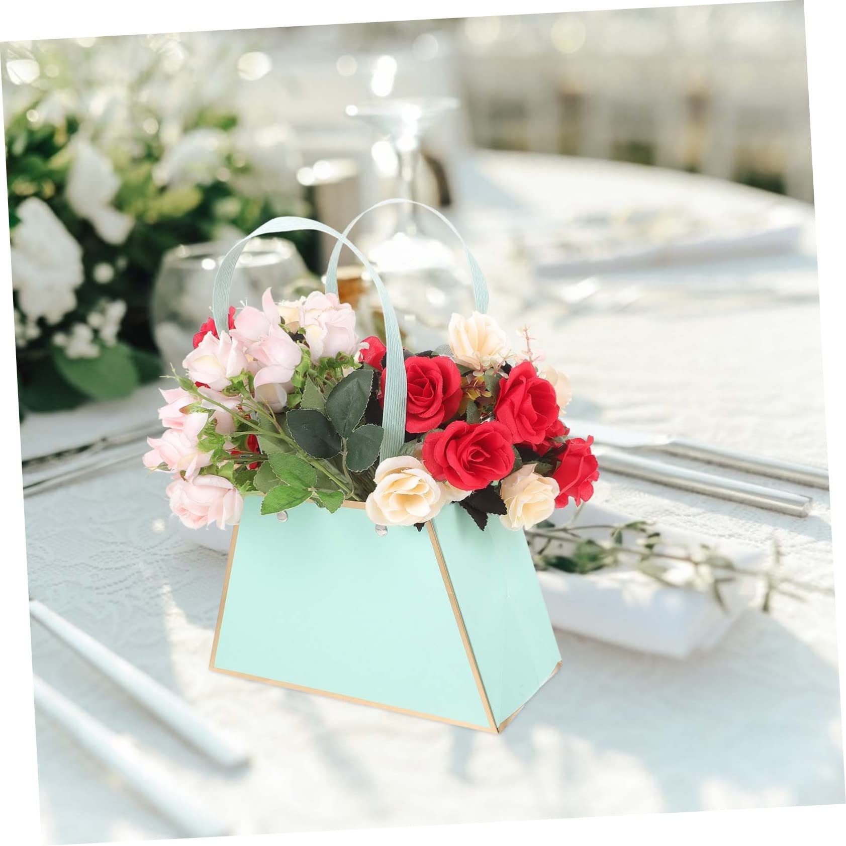 Beavorty 4 Juegos Caja De Flores Portátil Bolsas De Ramo Transparentes Mini Totalizador Bags Bolsas De Papek Bolsas De Papel Bolsas De Embalaje Floral Papel Especial Blue 4 Uds * 4