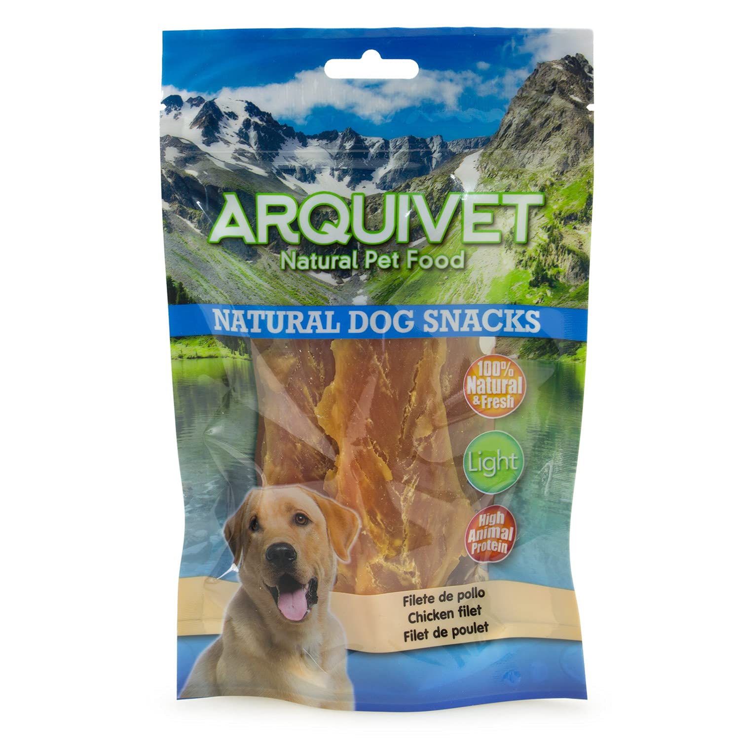 Arquivet Pack 12 Unidades Snacks Filete de Pollo 100 g - Natural Dog Snacks - 100% Natural - Chuches, premios, golosinas para Perros - Producto Light - Muy Rico en nutrientes