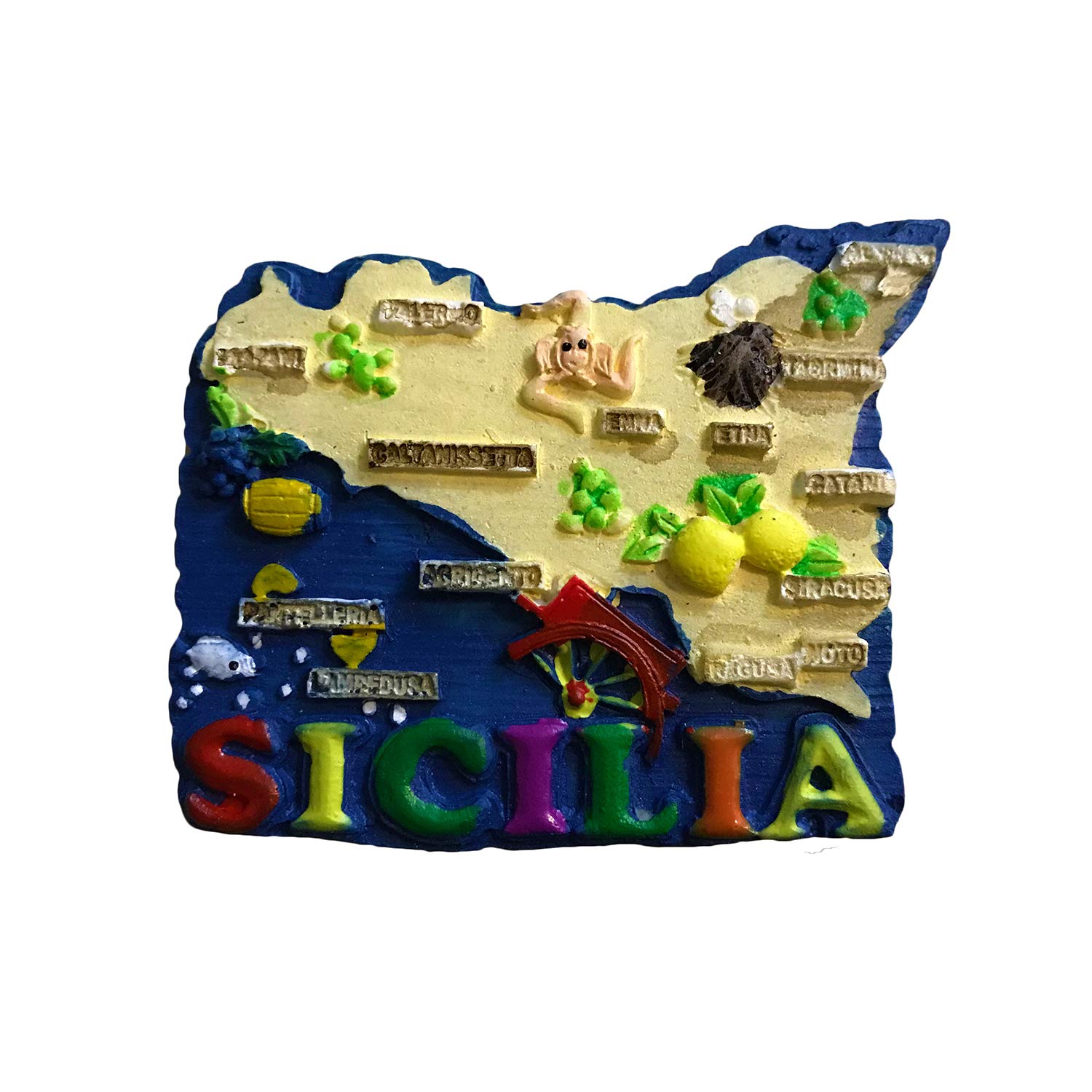 KUSTOM ART Calamita da Frigorifero Italia Lido Jesolo con Cartina Geografica Italiana Magnete 3D in Resina da Collezione 8x6cm