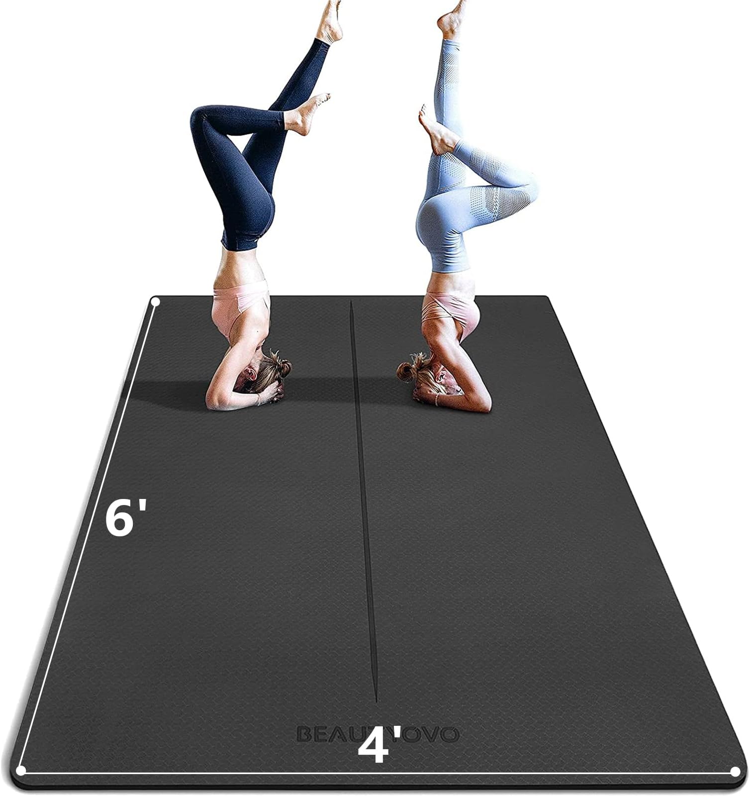 6' x 4' Large 1/3 Inch Extra Thick Double-Sided Non Slip Professional TPE Yoga Mats for Women Men, 24 Sq.Ft Exercise Mat for Yoga, Pilates and Home Workout