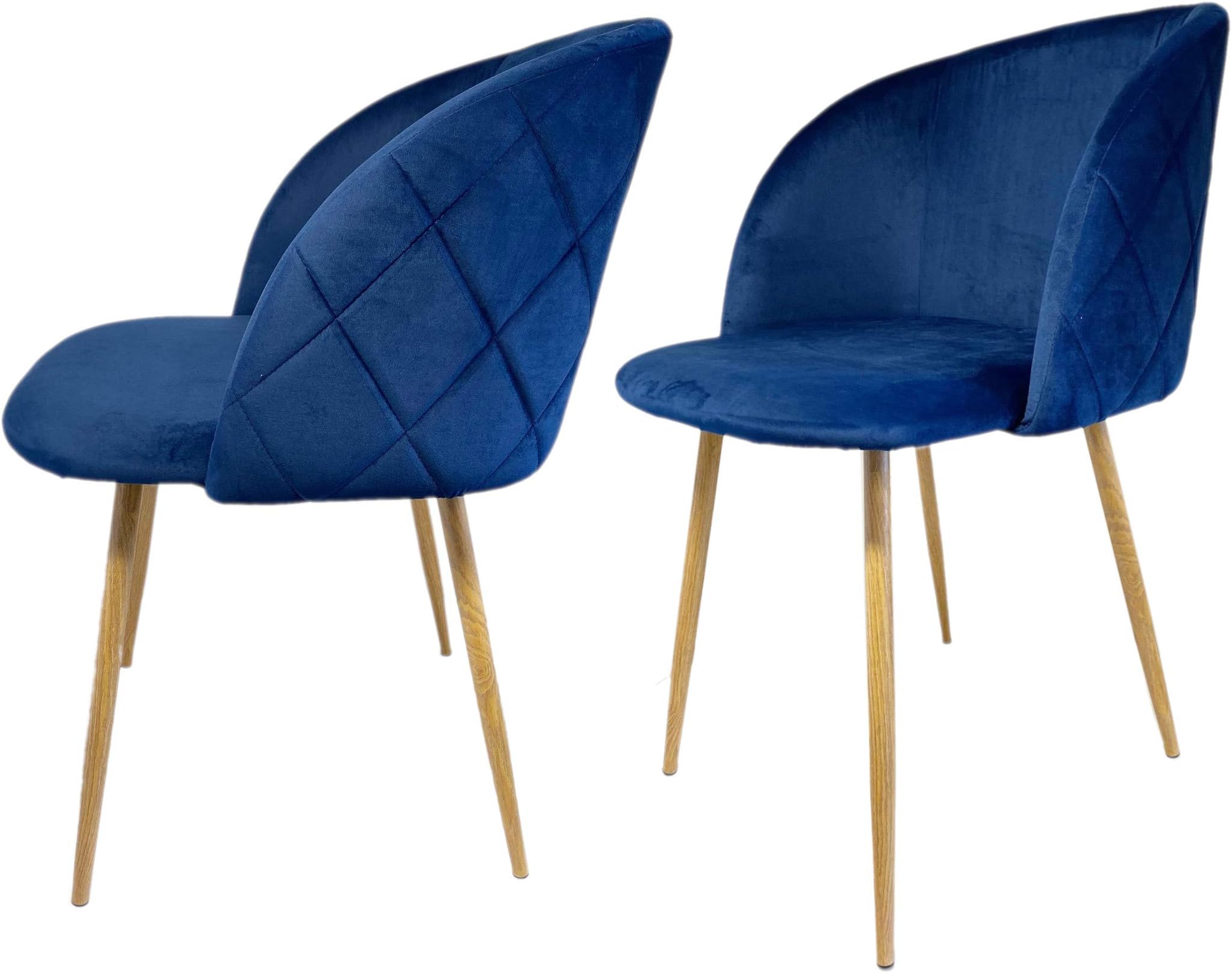Snug Velvet Dining Chairs w Fabric Seat and Back Kitchen, Dning, Lounge Chairs with Wooden Style Sturdy Metal Legs, Set of 2, Blue