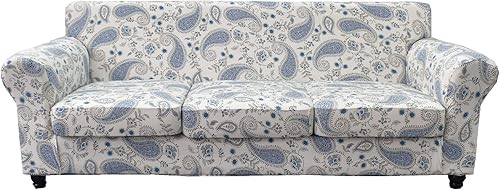 CRFATOP Fundas de sofá de 4 piezas para sofás de 3 cojines, funda elástica con 3 fundas de cojín de asiento separadas, protector de muebles lavable