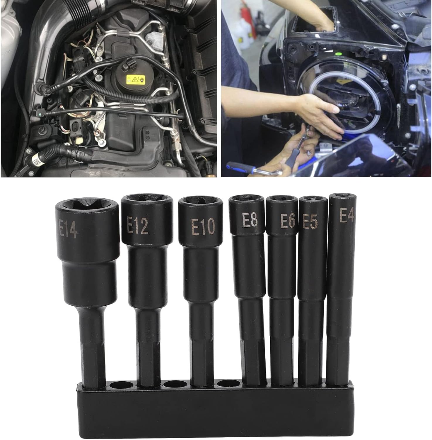 Power Nut Driver Set 7PCS Impact Nut Driver Set 1/4in Hex Head Drill Bit Set E4 E5 E6 E8 E10 E12 E14 Magnetic Nut Drivers Quick Change Hex Shank Nutsetters