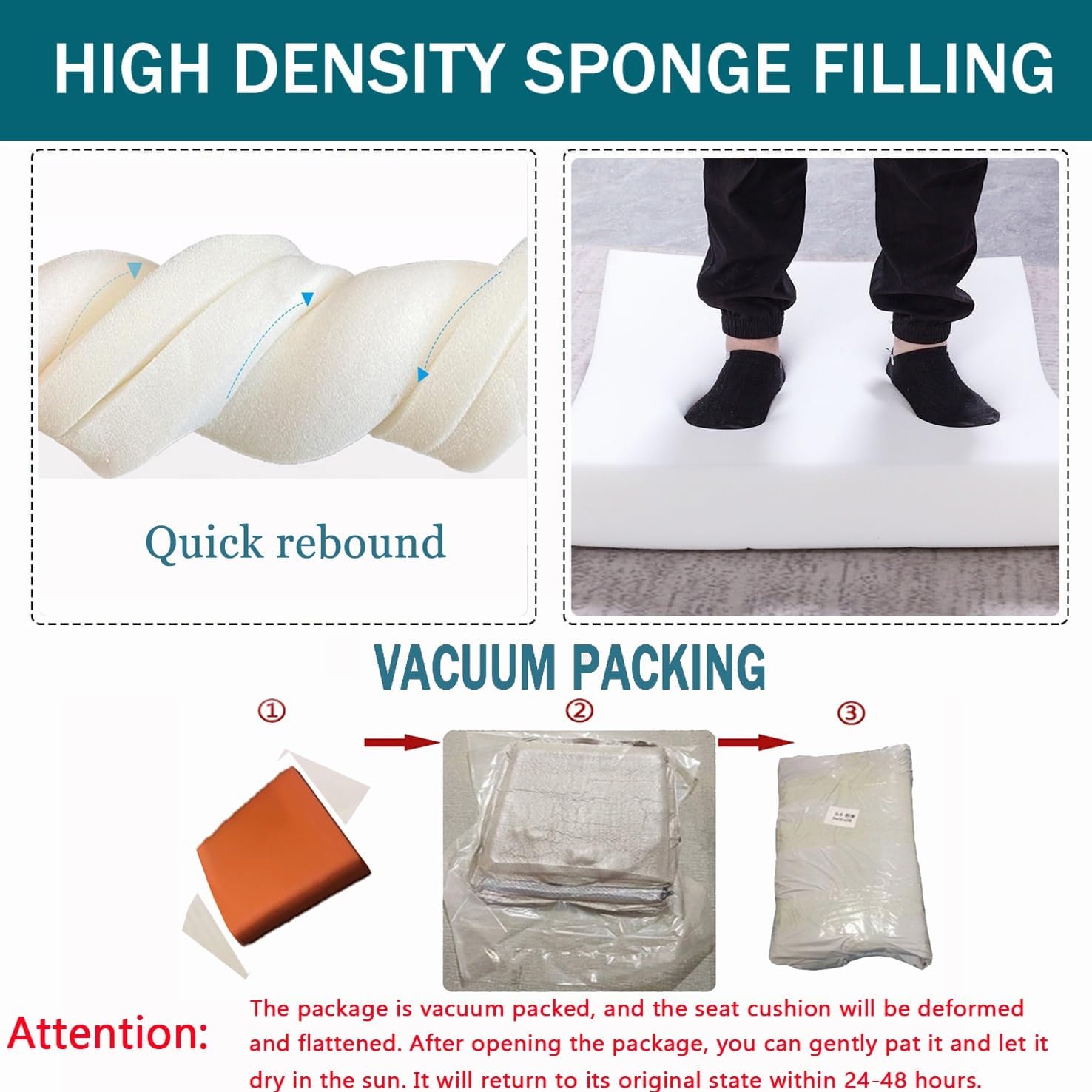 Blue Square Bar Stool Cushion, 16x16x2in, Cotton Linen, Foam Fill, Machine Washable, Non-Slip