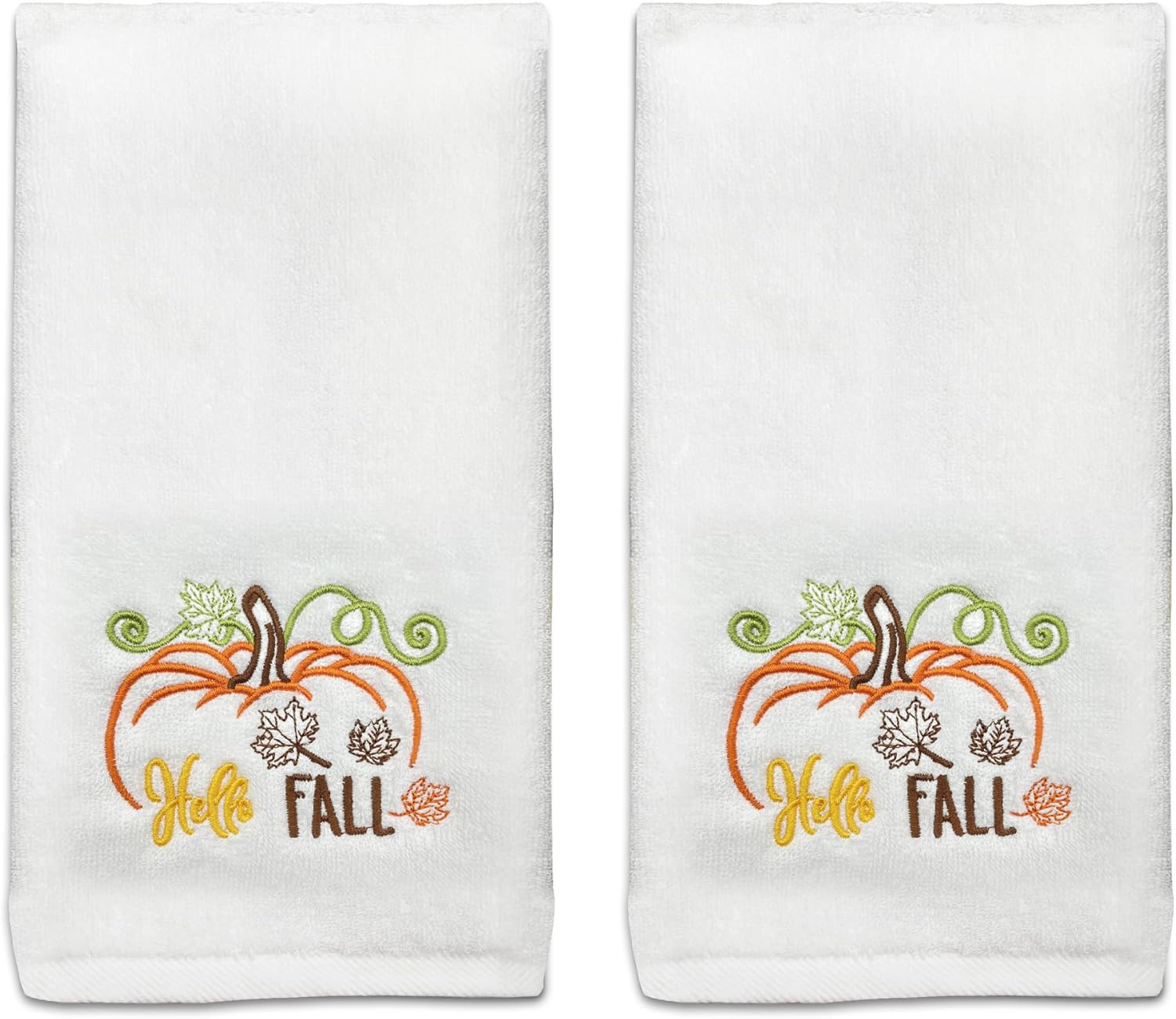 Hexagram Fall Hand Towels Set of 2, Fall Bathroom Decor