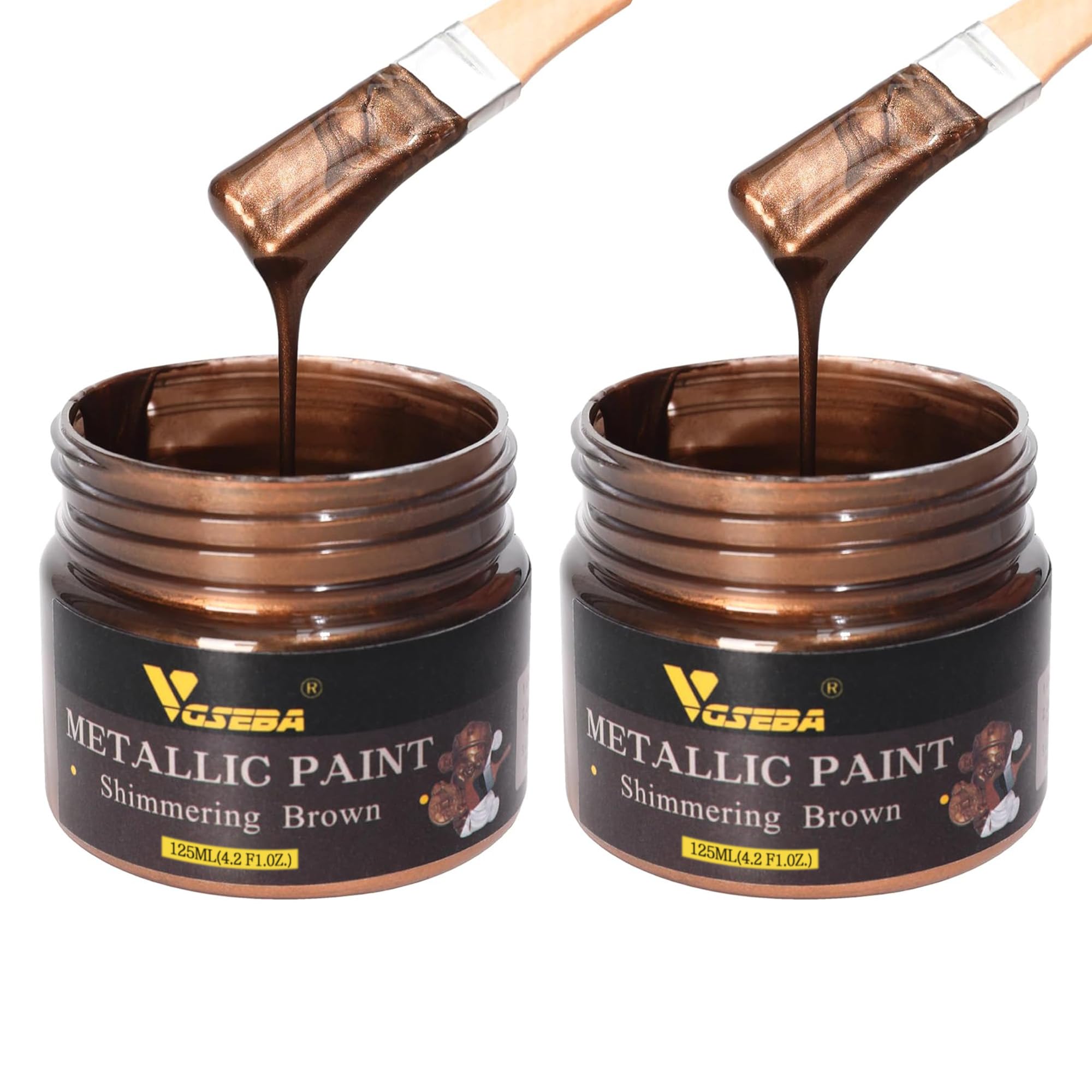 VGSEBA Acrylic Paint Metallic Brown 250ml, Non Toxic, Non Fading