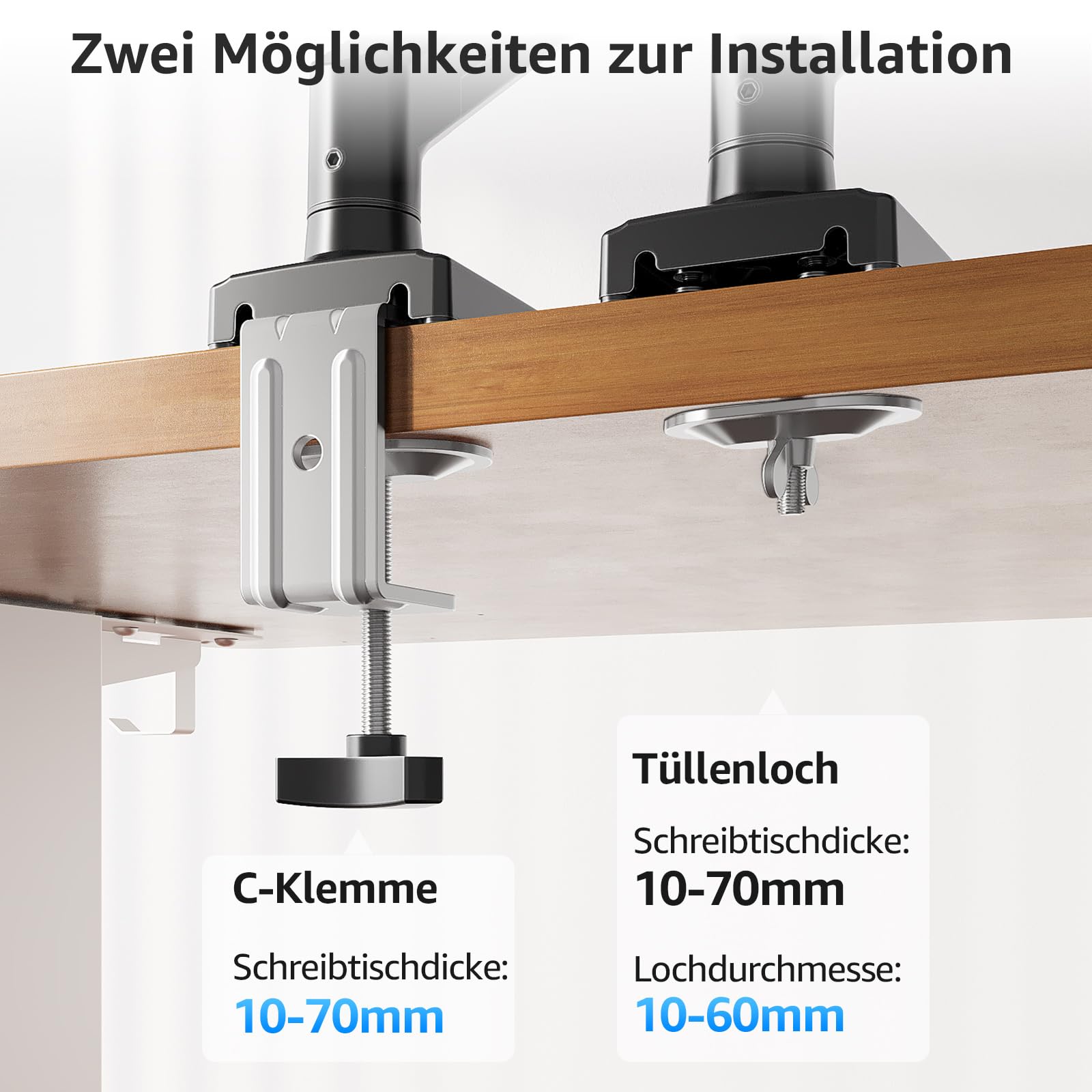 MOUNTUP Monitor Halterung mit Laptopablage, 2 in 1 verstellbare Laptop Armhalterung für 14-17 Zoll-Notebooks und 32 Zoll-Monitore, für bis zu 10 kg, EU3717
