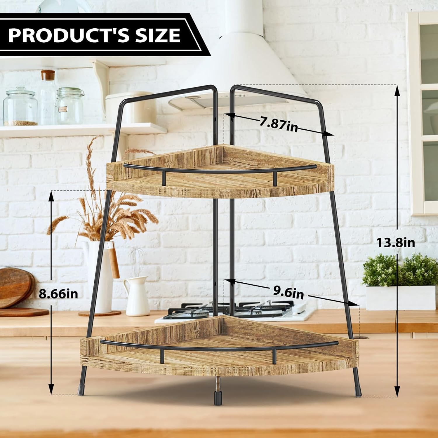 Ochine 2-Tier Bathroom Counter Organizer, Wood Bathroom Organizer Countertop, Corner Storage Shelf, Vanity Counter Shelf Organizer, Bathroom Storage Organizer for Kitchen, Dresser