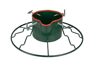 Yard Butler The Perfect Christmas Tree Stand, SH-9EZI - Durable Christmas Tree Stand for Holidays - Leakproof - Power-Coated Steel - Stable Base - Easy to Assemble - EZ Spout, Green/Red, 6'-11' Trees