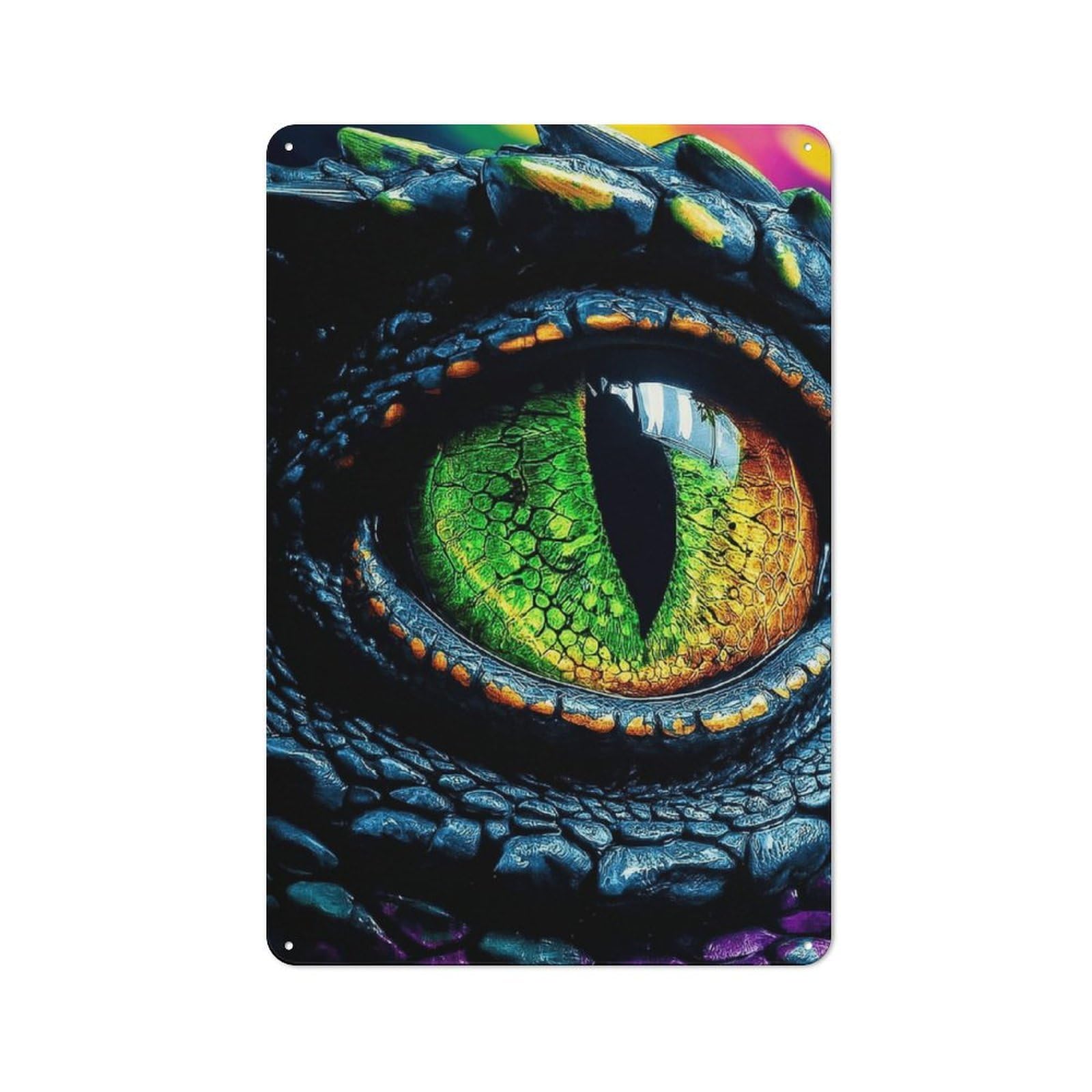 Junmoney Dragon Eye Gaze Artwork Metal Wall Sign 30X20cm Featuring For Garage Wall, For Themed Room Decoration, For Living Room And Hallway Decor