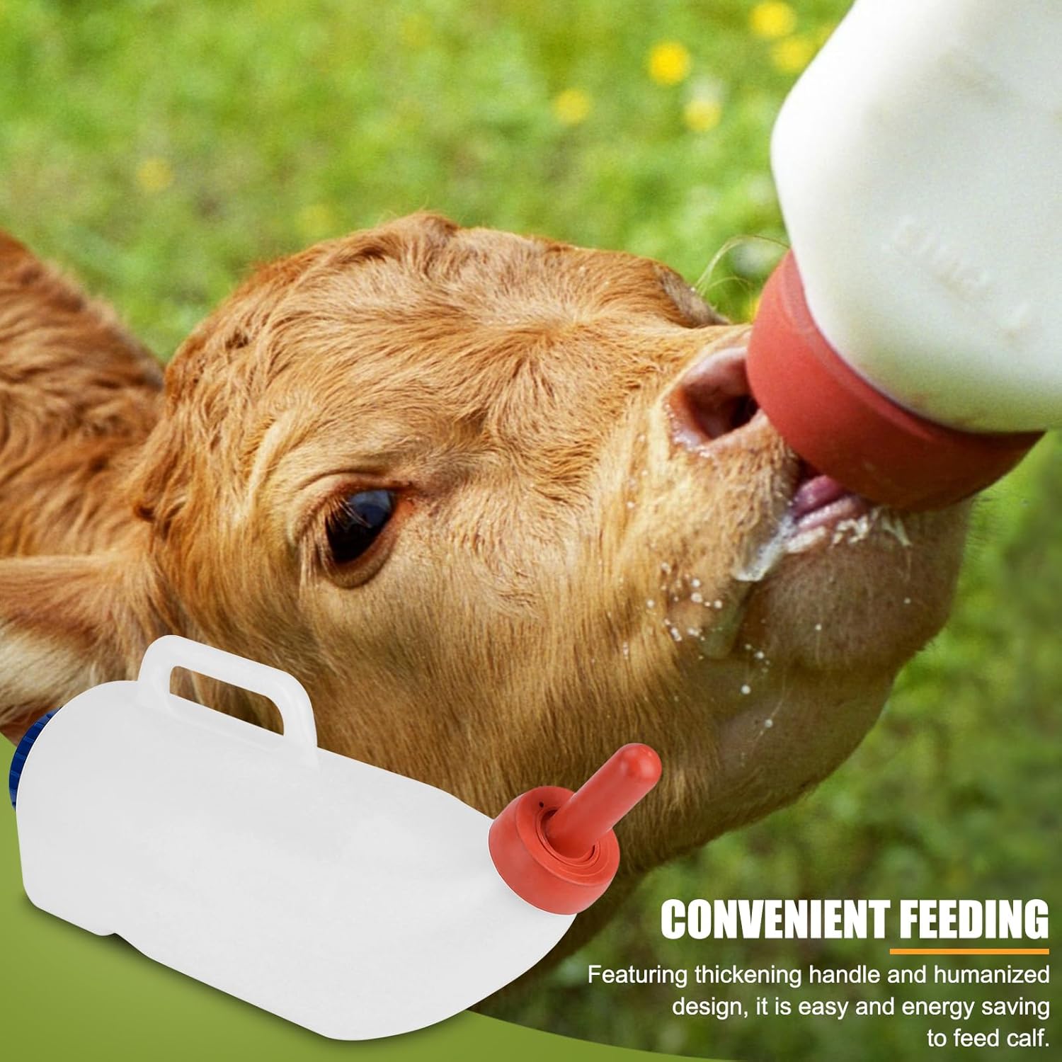 EVTSCAN 4 Litre Large Capacity Newborn Calf Milk Bottle Feeder with Handle and Nipple, Calf Lamb Drencher Bottle for Dairy Farms Calving and Rearing