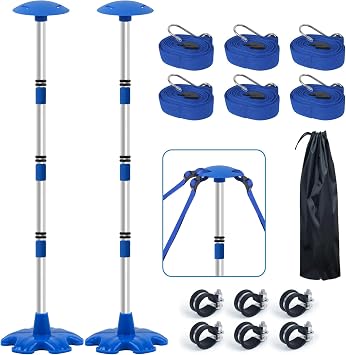 Boat Cover Support Poles Stand 2 Pack with Anti-Slip Rubber Base and Strap, Boat Cover Support System Adjustable Height at Will from 22.6 to 58 - Blue