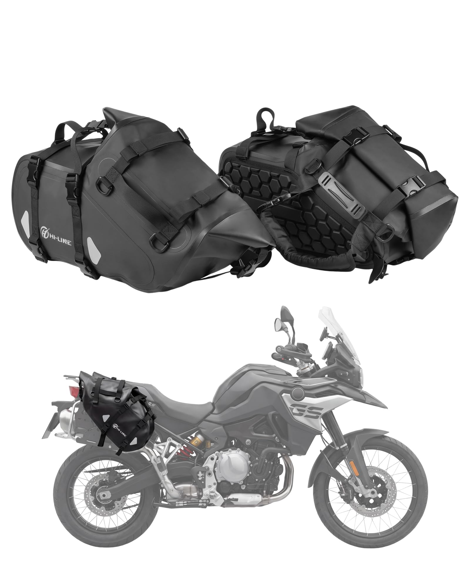 HI-LINE Sacoches de moto 28 L (14 L x 2) imperméables pour porte-bagages latéraux d'aventure